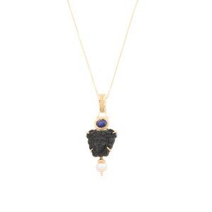 TAGLIAMONTE Italy 18kt Gold Plated Black Onyx Venetian Necklace